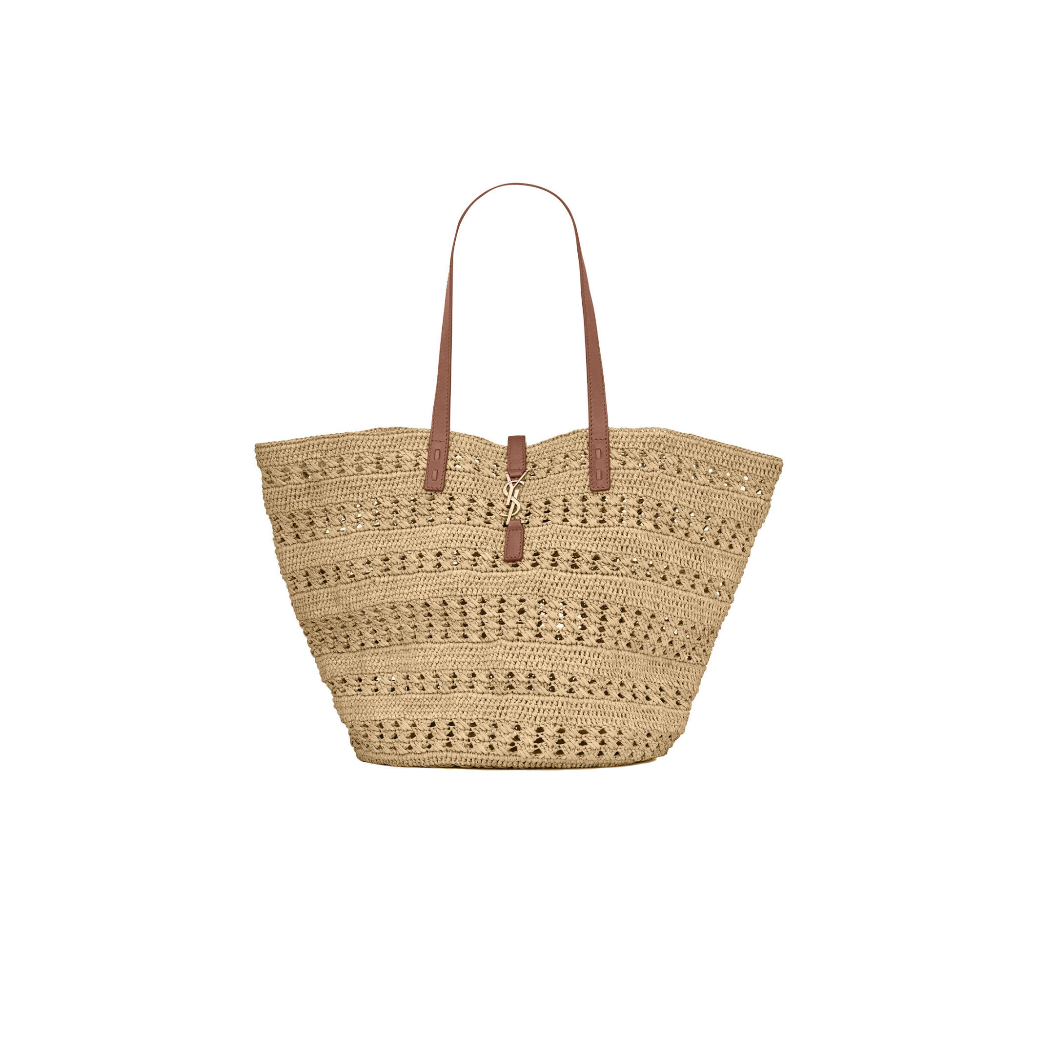 Y51 PANIER LARGE BAG IN CROCHET RAFFIA AND SMOOTH LEATHER P00688221 (55*31*28cm) Master Quality